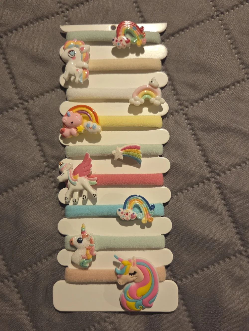 Pastel Unicorn & Rainbow Kids Hair Tie Set - Multicolor
